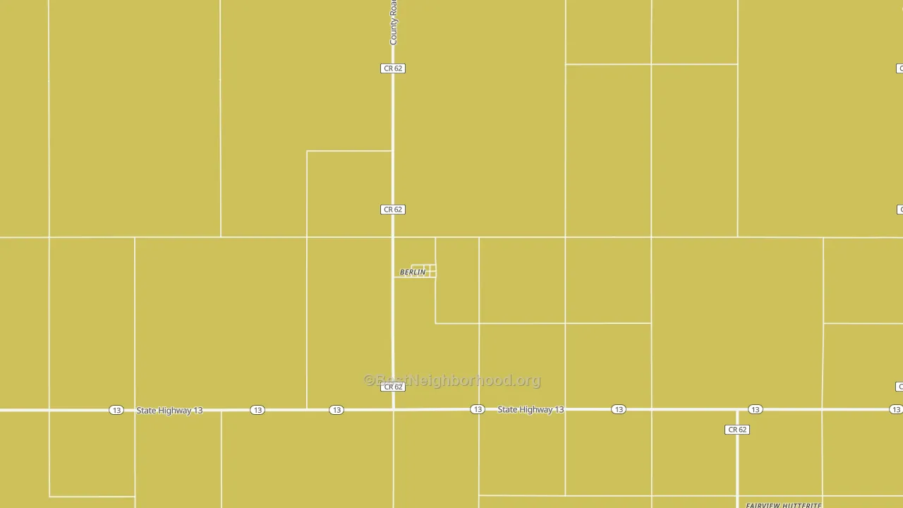 Map of the best neighborhoods in the 58415 area, with better matches in green and worse matches in red