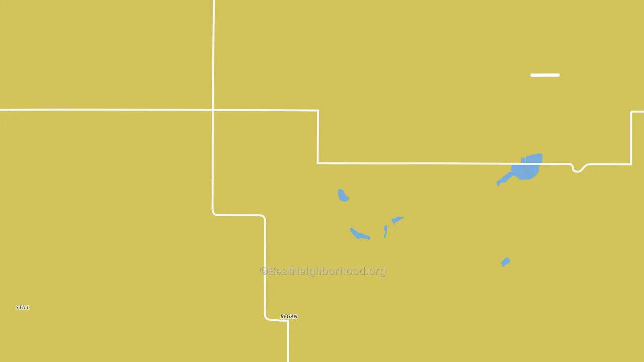 Map of the best neighborhoods in the 58477 area, with better matches in green and worse matches in red