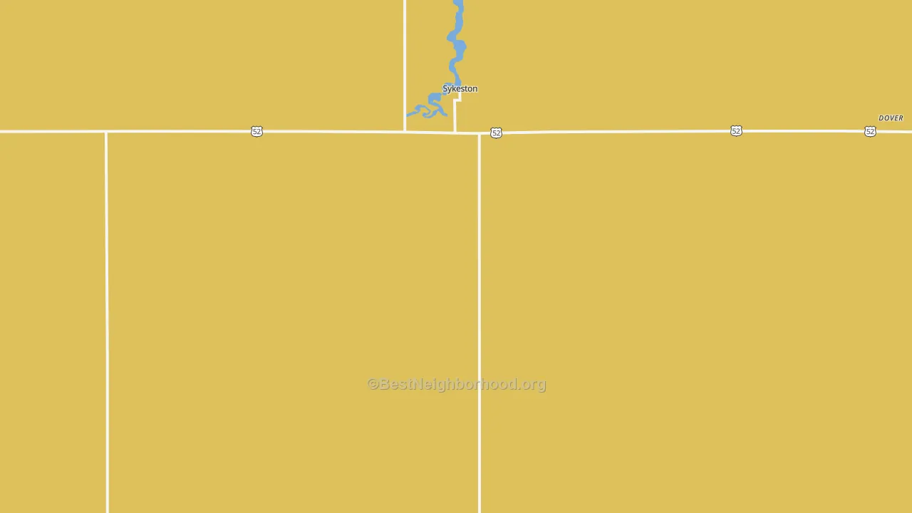 Map of the best neighborhoods in the 58486 area, with better matches in green and worse matches in red