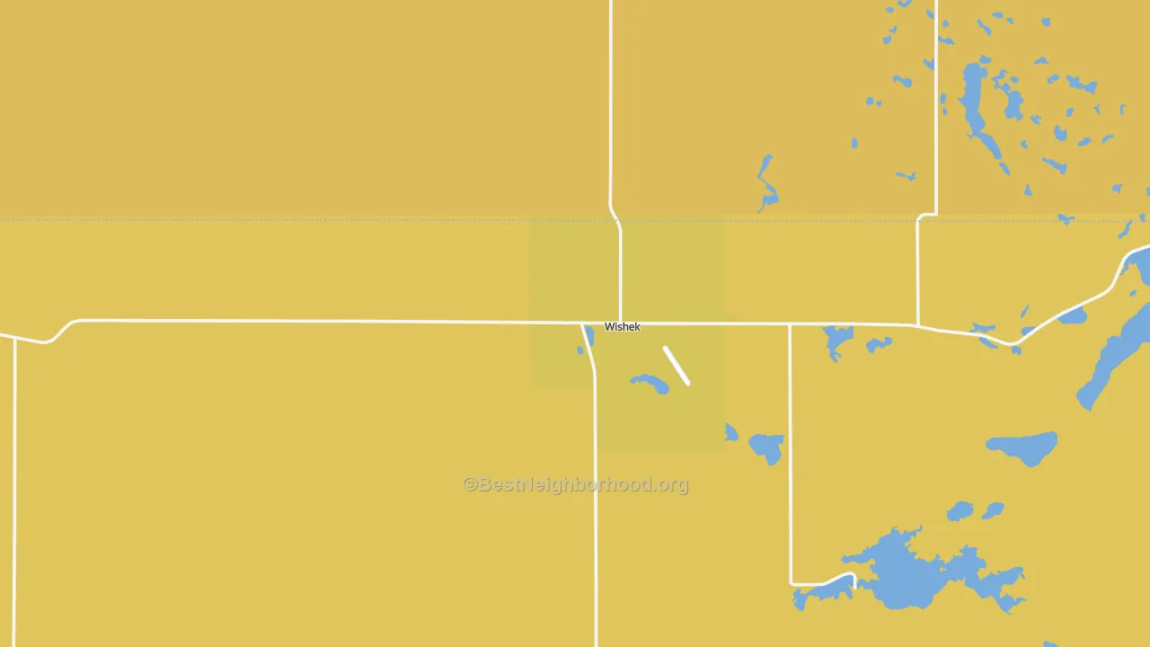 Map of the best neighborhoods in the 58495 area, with better matches in green and worse matches in red