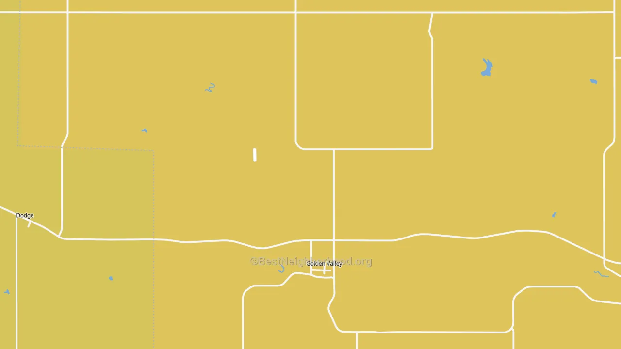 Map of the best neighborhoods in the 58541 area, with better matches in green and worse matches in red