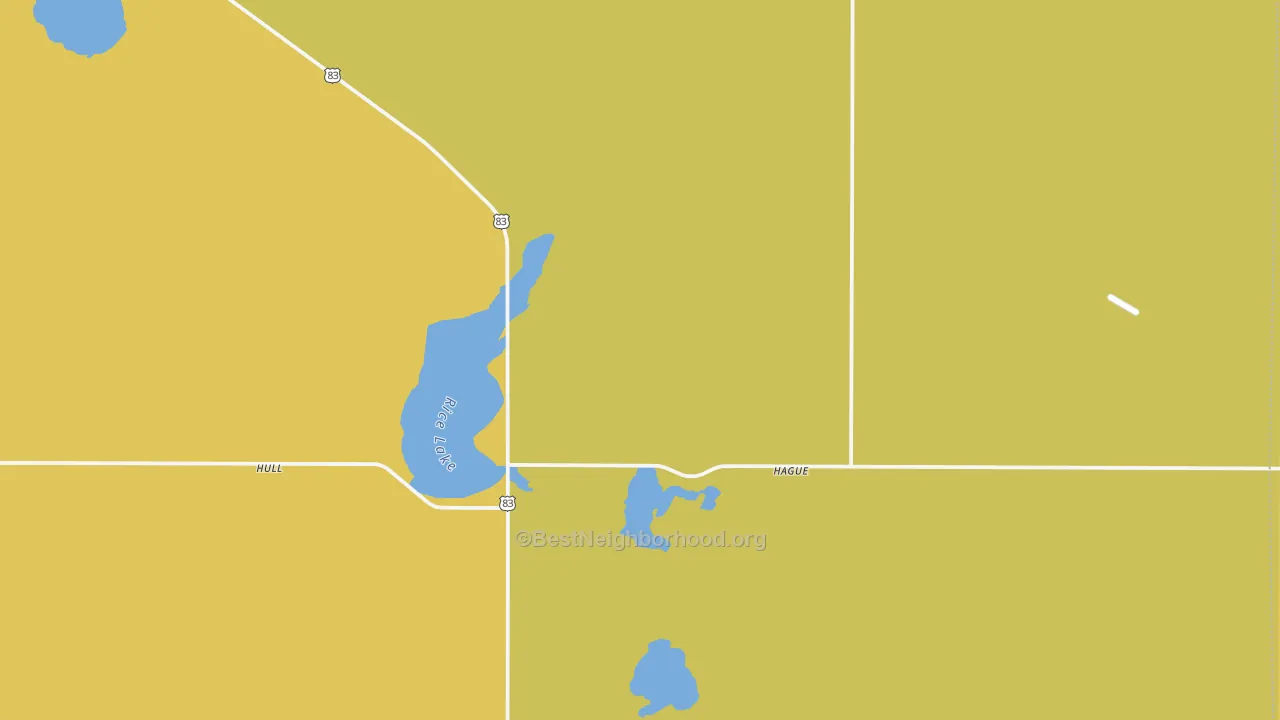 Map of the best neighborhoods in the 58542 area, with better matches in green and worse matches in red