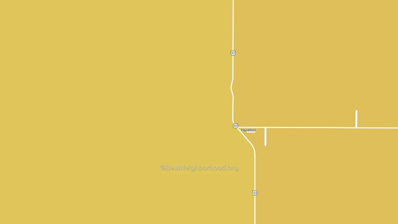 Map of the best neighborhoods in the 58544 area, with better matches in green and worse matches in red