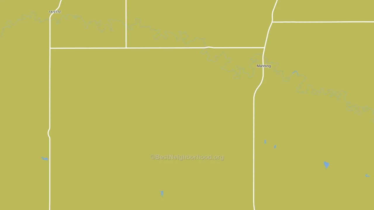 Map of the best neighborhoods in the 58642 area, with better matches in green and worse matches in red