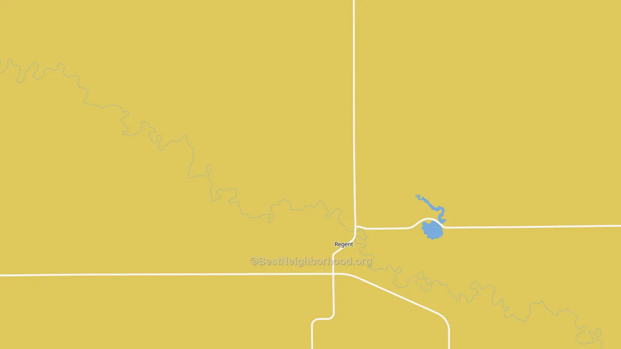 Map of the best neighborhoods in the 58650 area, with better matches in green and worse matches in red