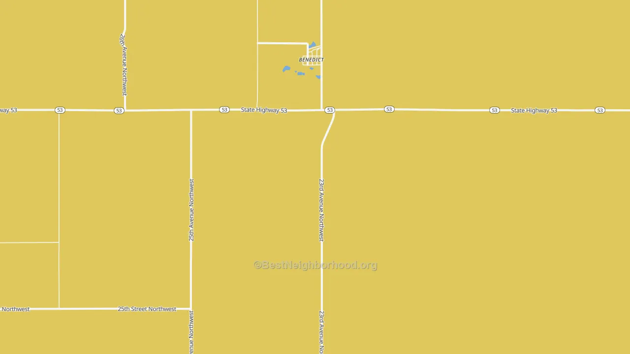 Map of the best neighborhoods in the 58716 area, with better matches in green and worse matches in red
