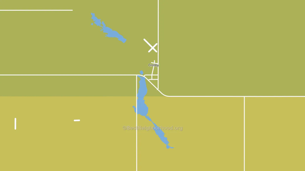 Map of the best neighborhoods in the 58730 area, with better matches in green and worse matches in red