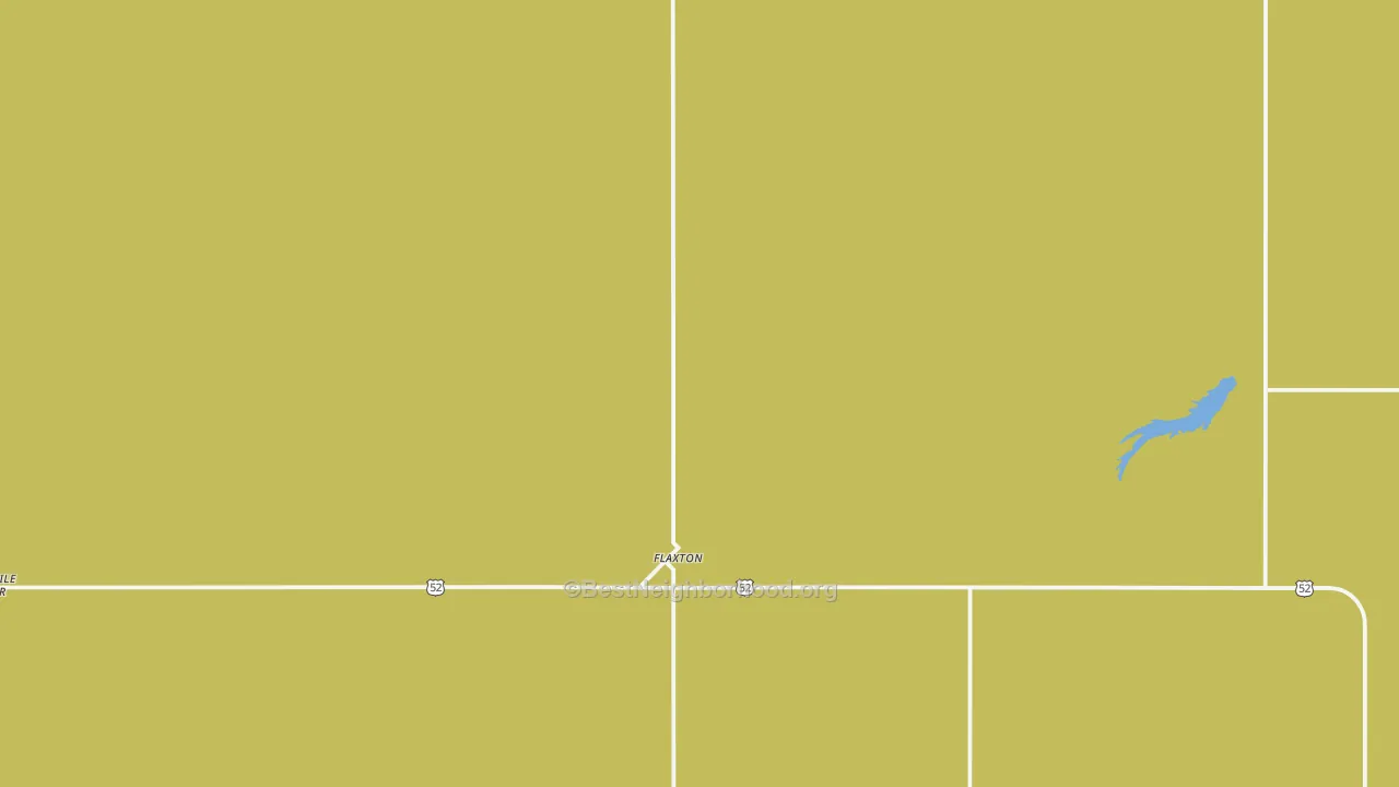 Map of the best neighborhoods in the 58737 area, with better matches in green and worse matches in red