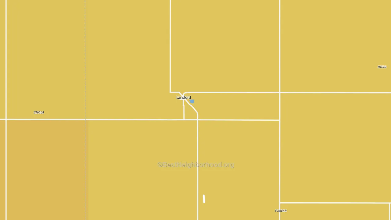 Map of the best neighborhoods in the 58750 area, with better matches in green and worse matches in red