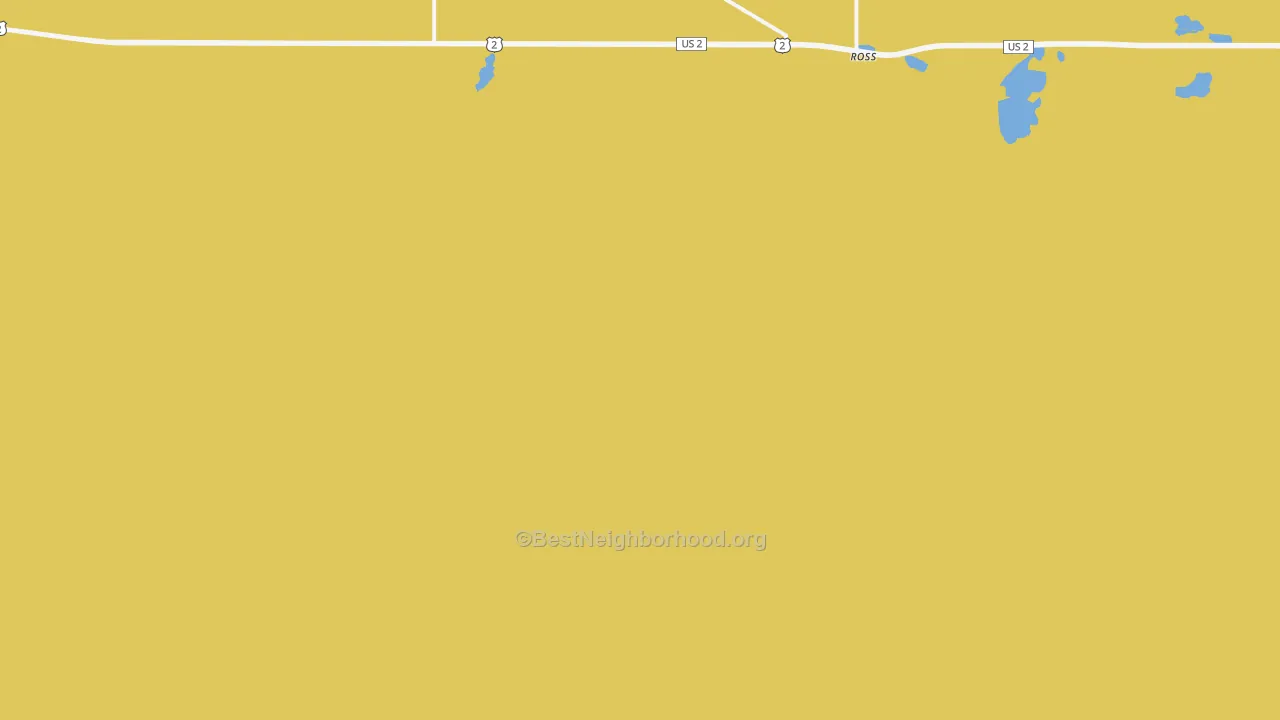 Map of the best neighborhoods in the 58776 area, with better matches in green and worse matches in red