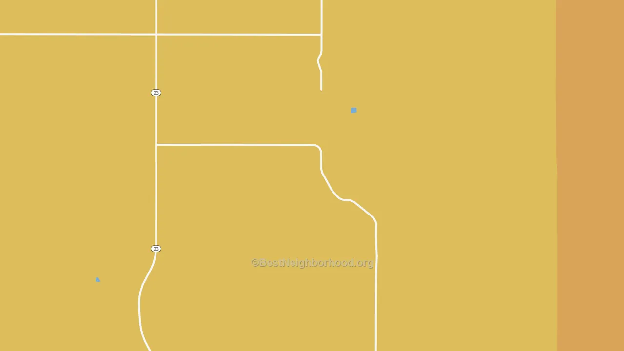 Map of the best neighborhoods in the 58847 area, with better matches in green and worse matches in red