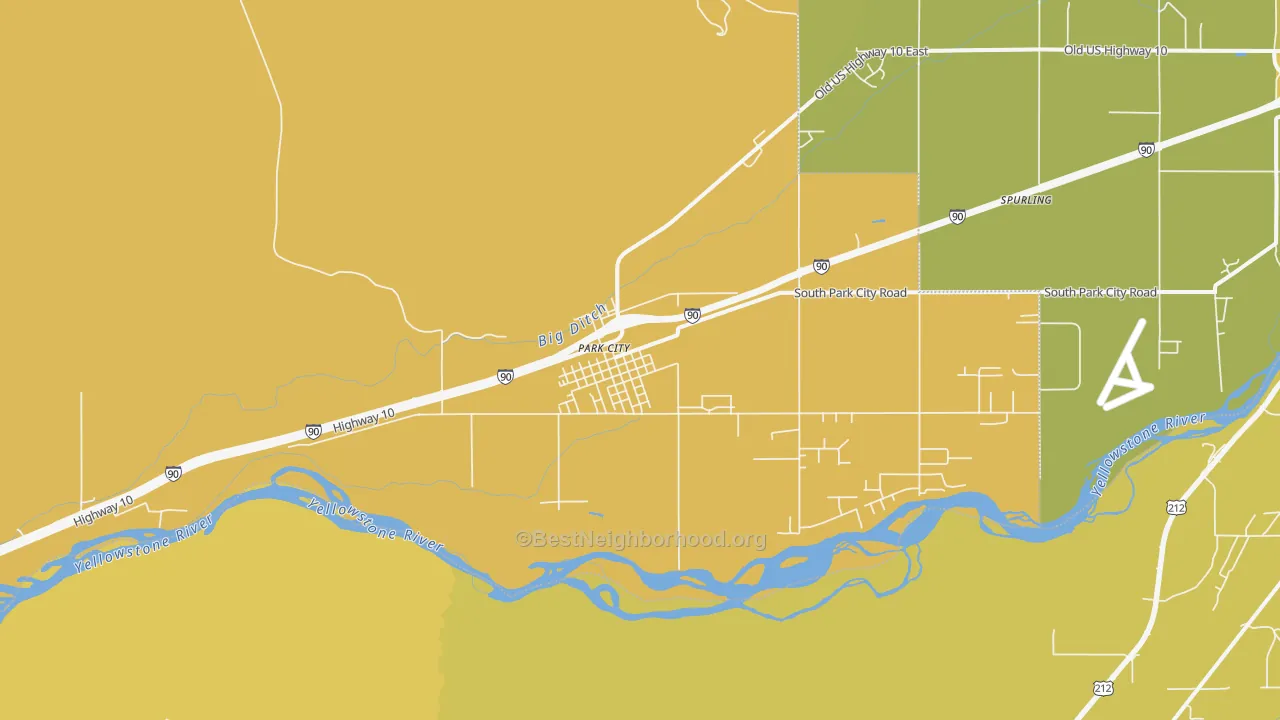 Map of the best neighborhoods in the 59063 area, with better matches in green and worse matches in red