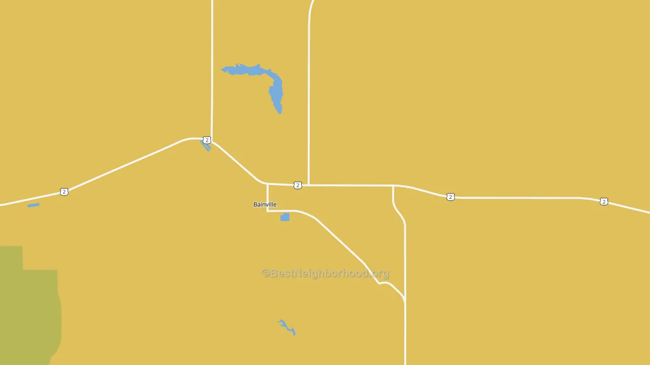 Map of the best neighborhoods in the 59212 area, with better matches in green and worse matches in red