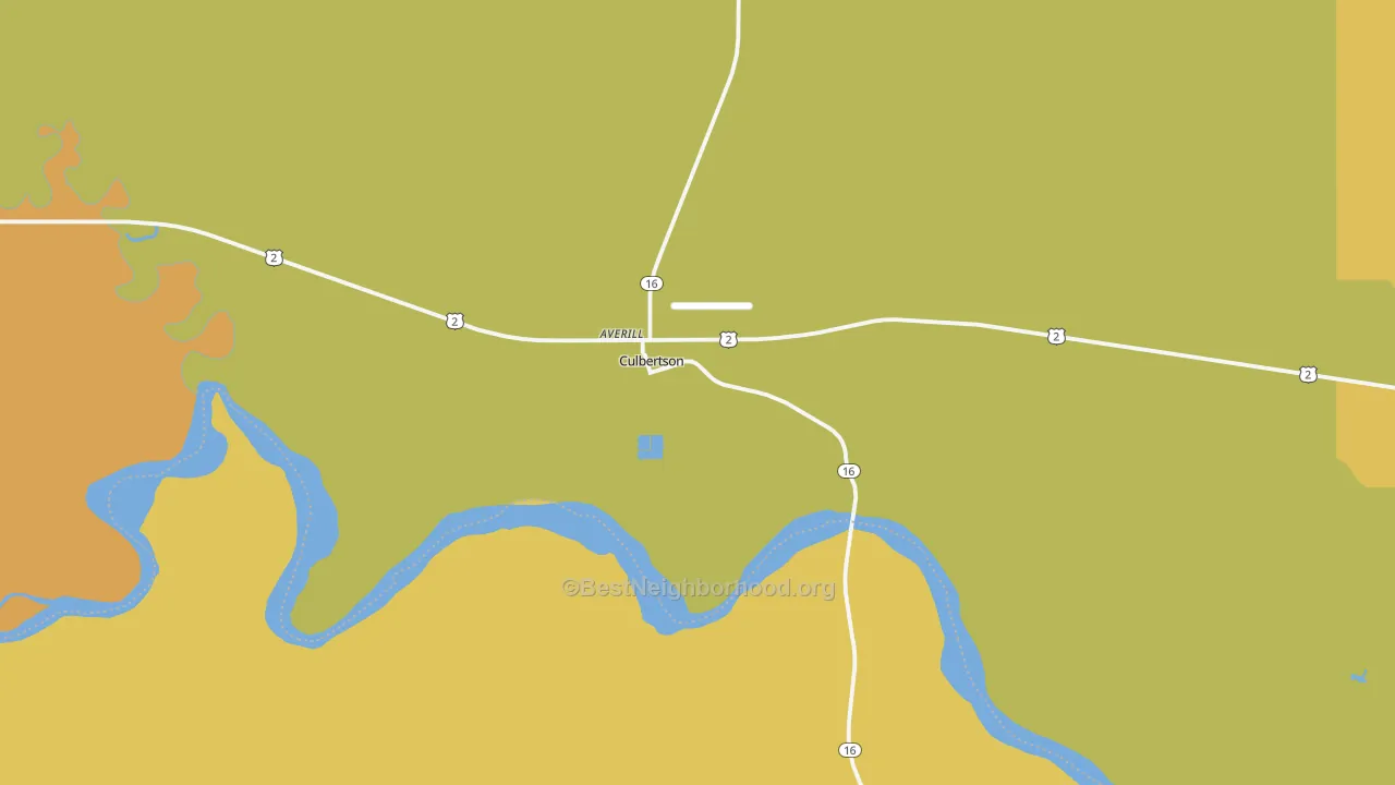 Map of the best neighborhoods in the 59218 area, with better matches in green and worse matches in red