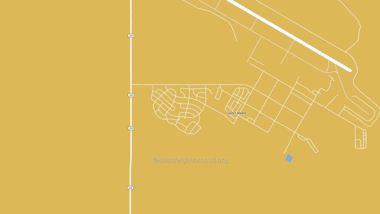 Map of the best neighborhoods in the 59231 area, with better matches in green and worse matches in red