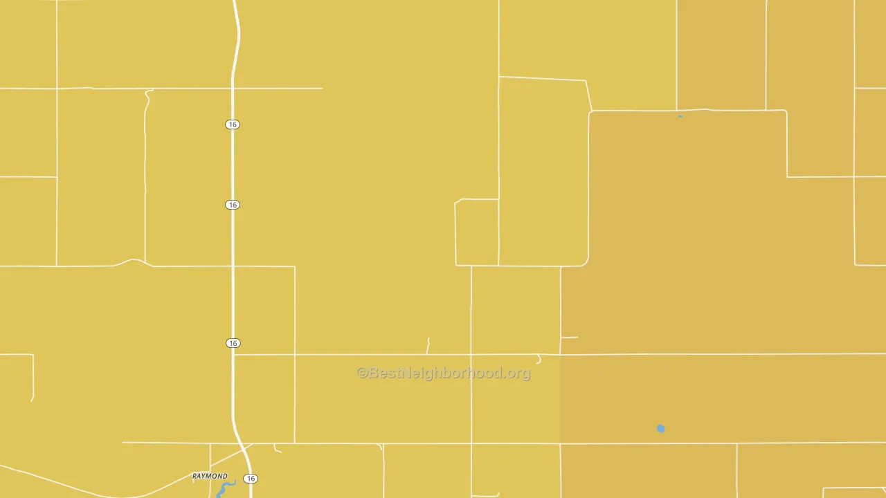 Map of the best neighborhoods in the 59256 area, with better matches in green and worse matches in red