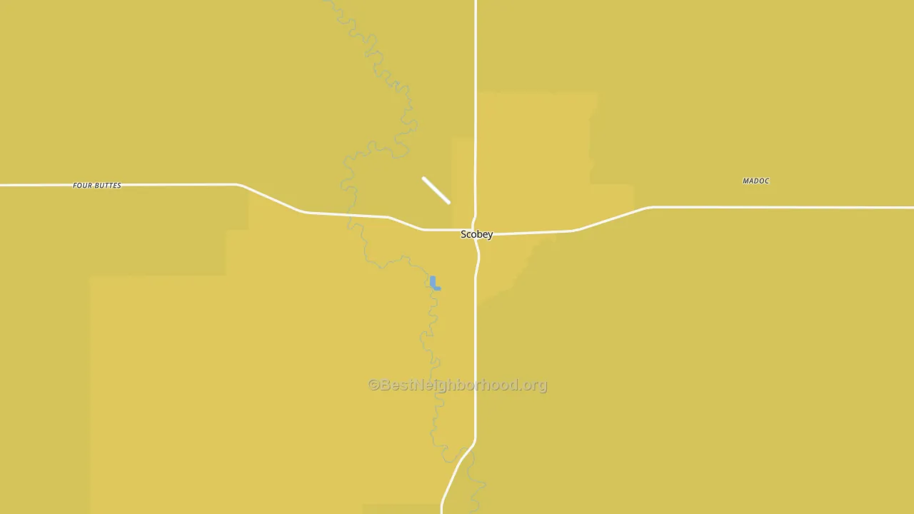 Map of the best neighborhoods in the 59263 area, with better matches in green and worse matches in red