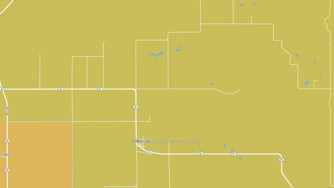 Map of the best neighborhoods in the 59424 area, with better matches in green and worse matches in red