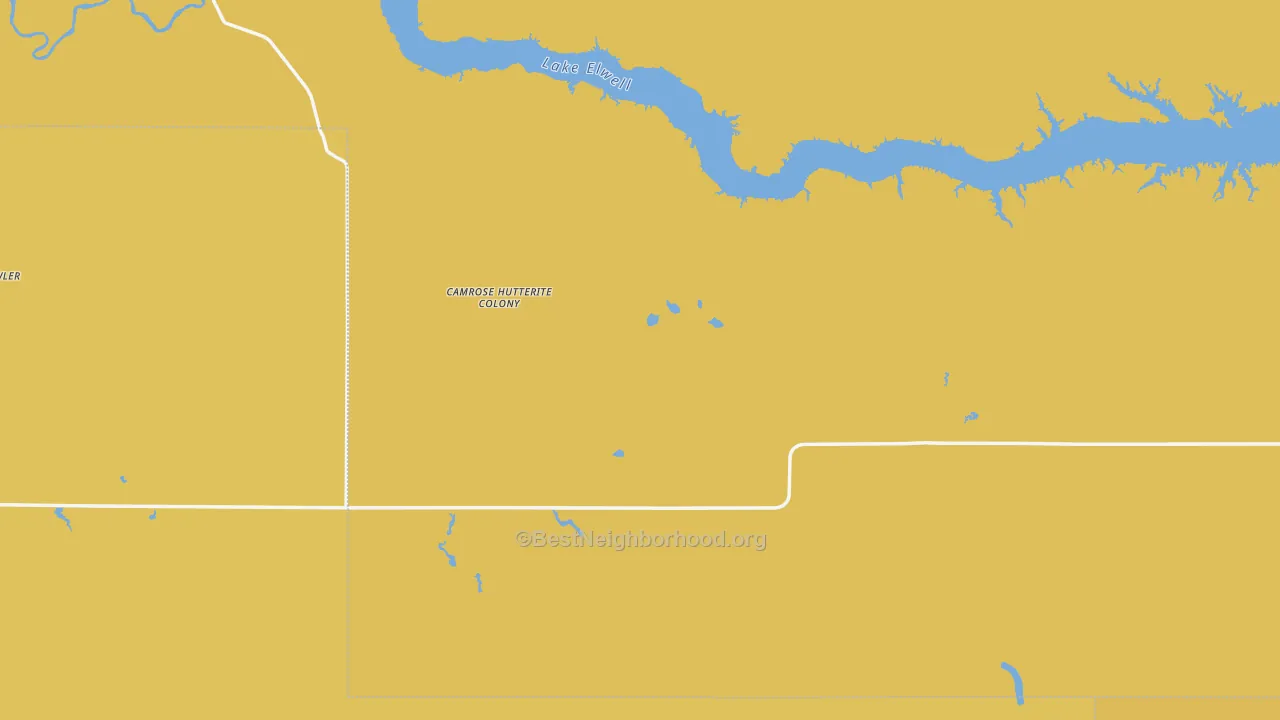 Map of the best neighborhoods in the 59456 area, with better matches in green and worse matches in red