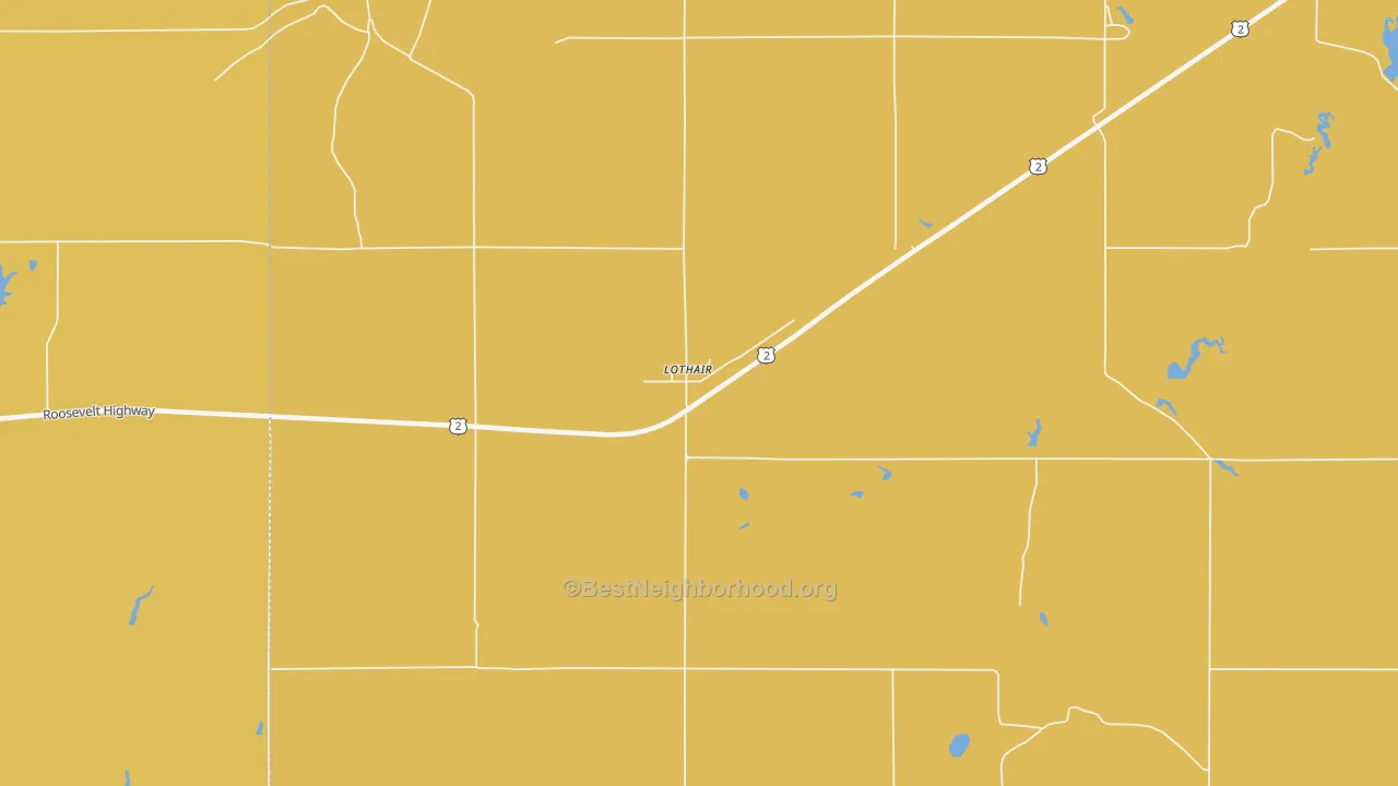 Map of the best neighborhoods in the 59461 area, with better matches in green and worse matches in red