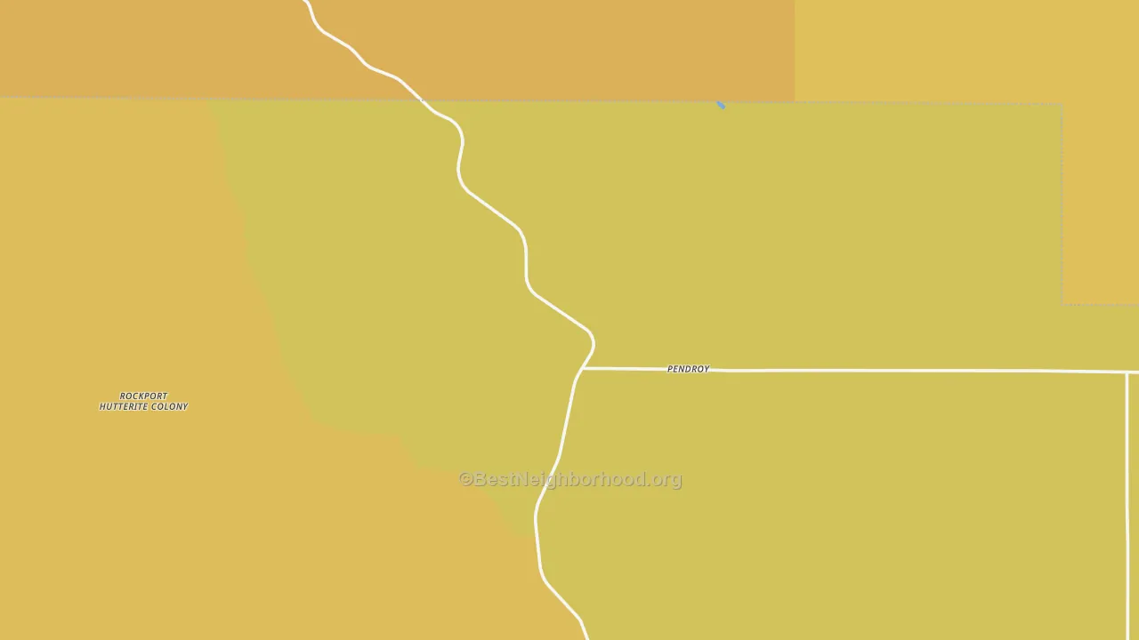 Map of the best neighborhoods in the 59467 area, with better matches in green and worse matches in red