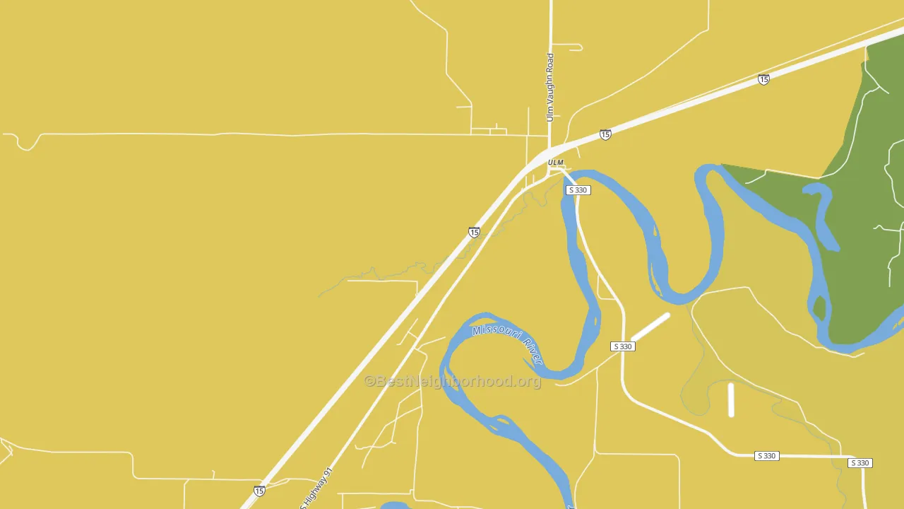 Map of the best neighborhoods in the 59485 area, with better matches in green and worse matches in red