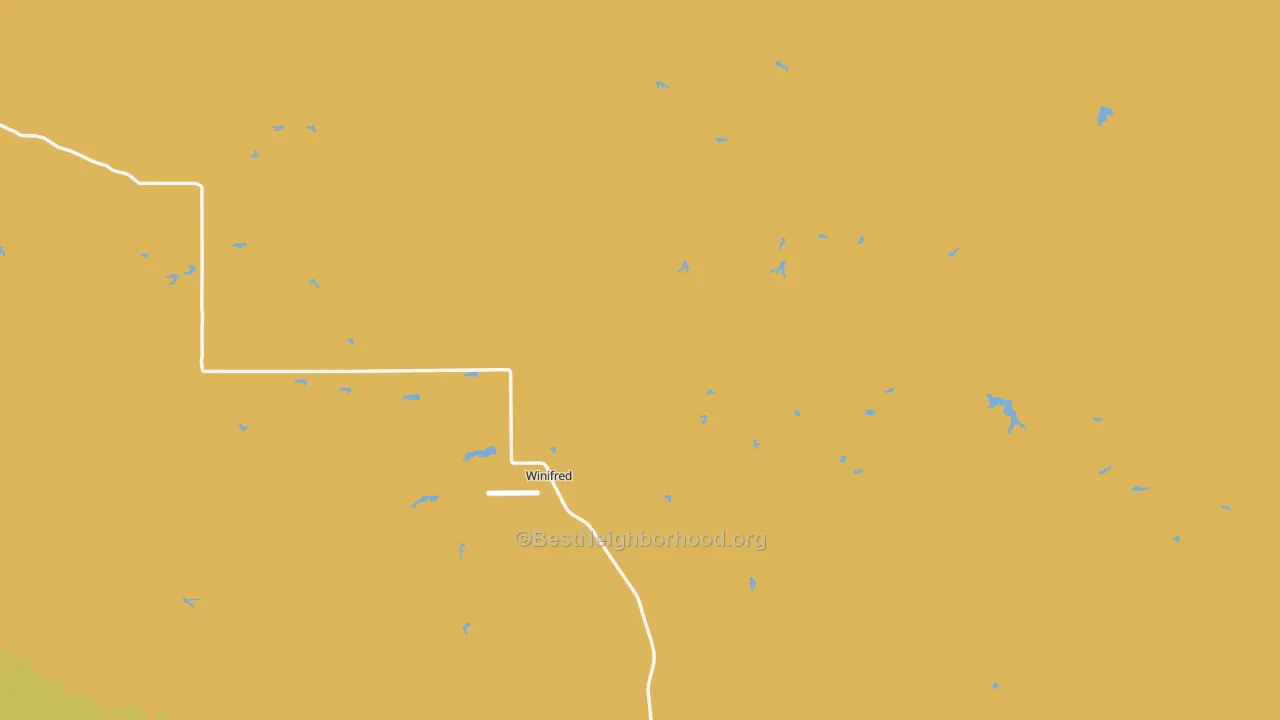 Map of the best neighborhoods in the 59489 area, with better matches in green and worse matches in red