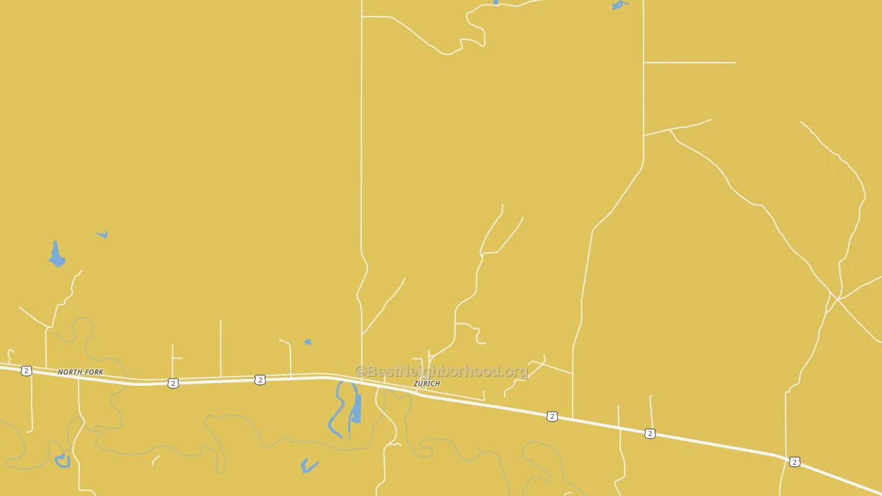 Map of the best neighborhoods in the 59547 area, with better matches in green and worse matches in red