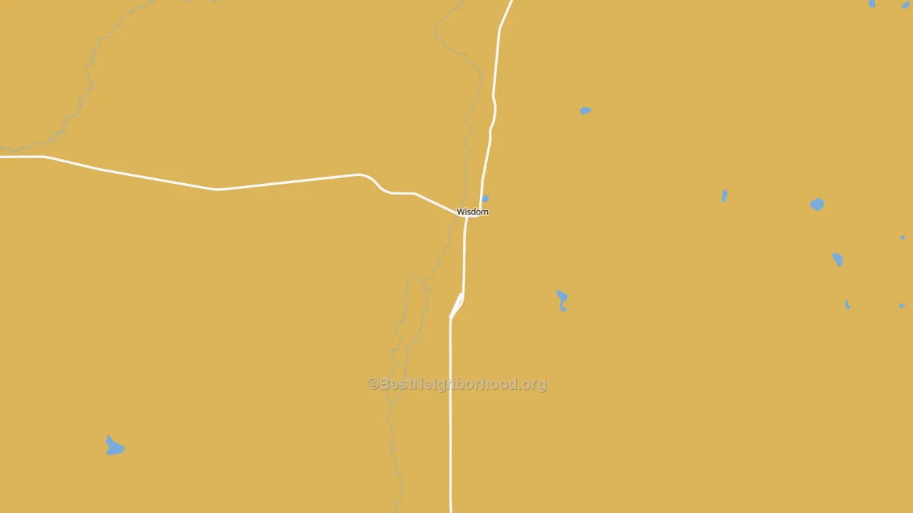 Map of the best neighborhoods in the 59761 area, with better matches in green and worse matches in red