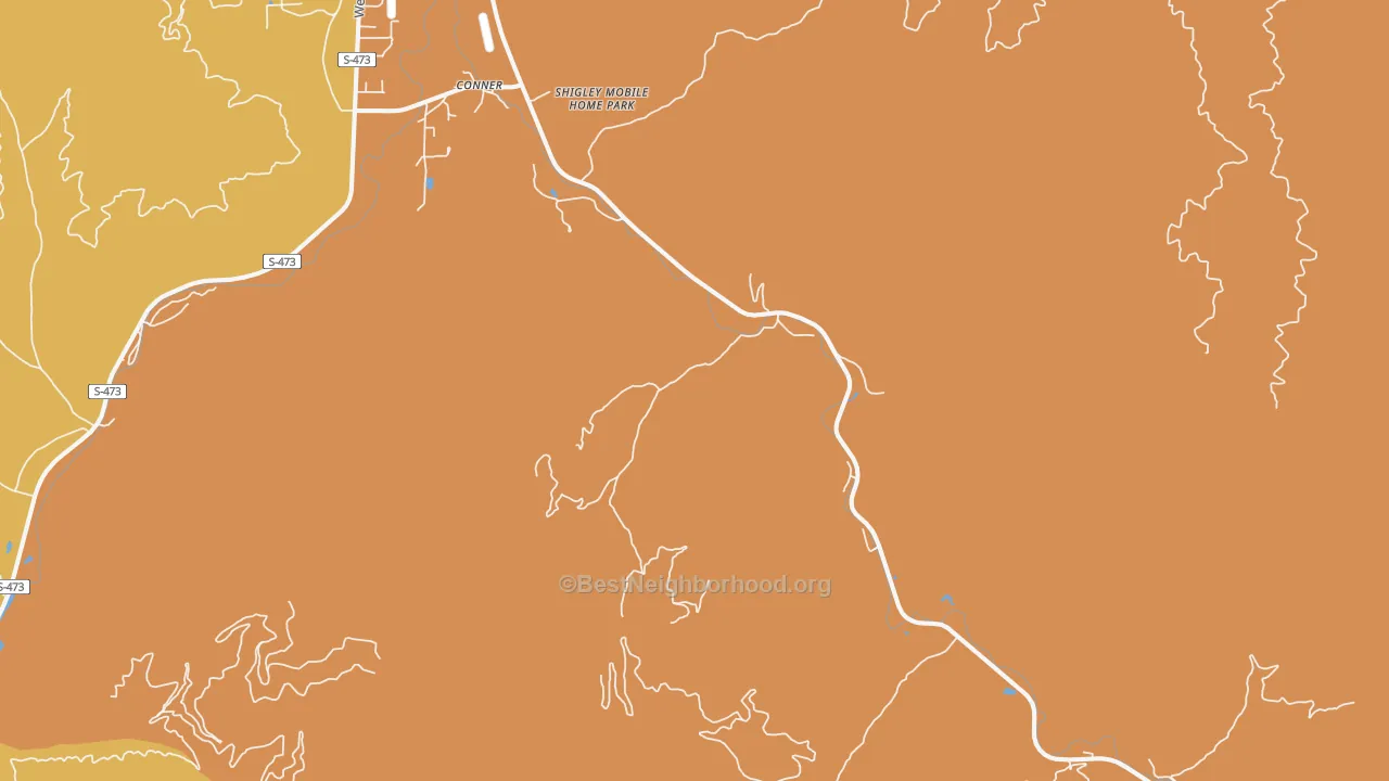 Map of the best neighborhoods in the 59827 area, with better matches in green and worse matches in red