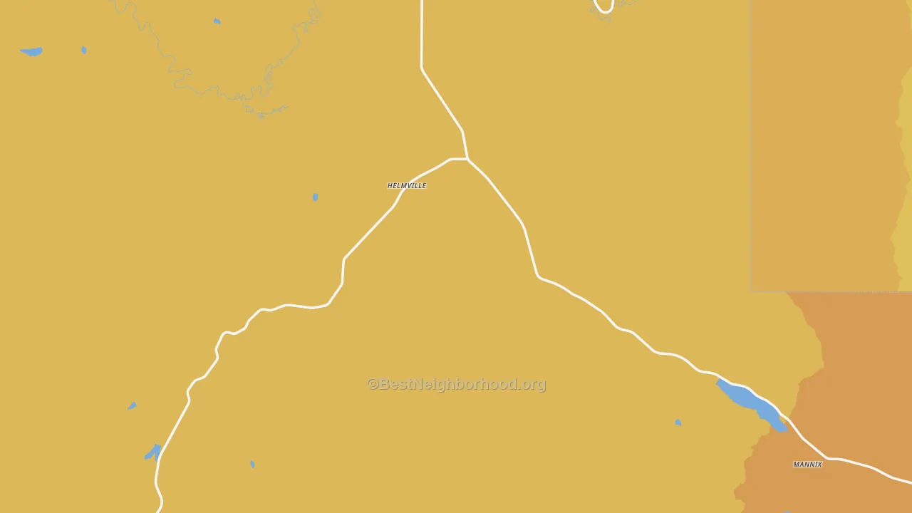 Map of the best neighborhoods in the 59843 area, with better matches in green and worse matches in red