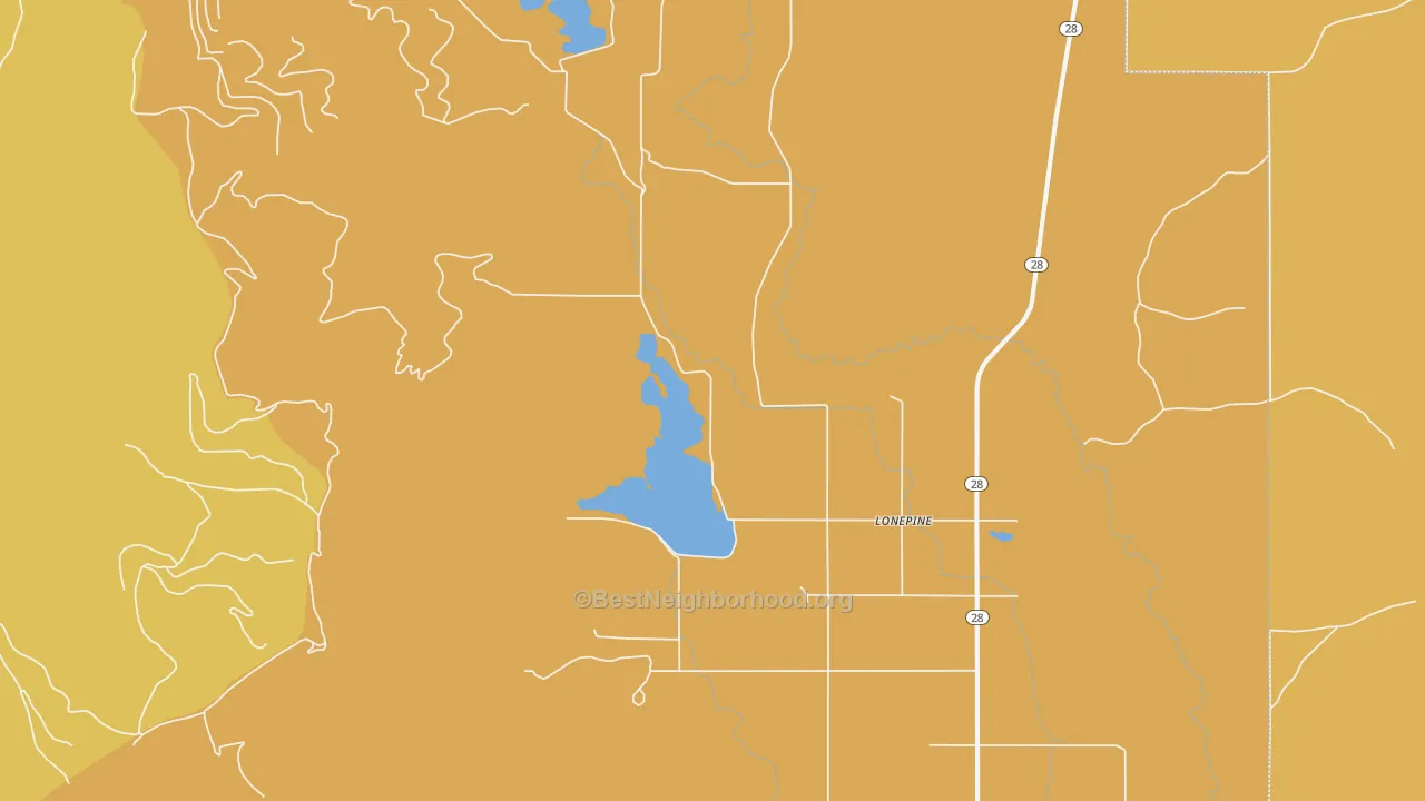 Map of the best neighborhoods in the 59848 area, with better matches in green and worse matches in red