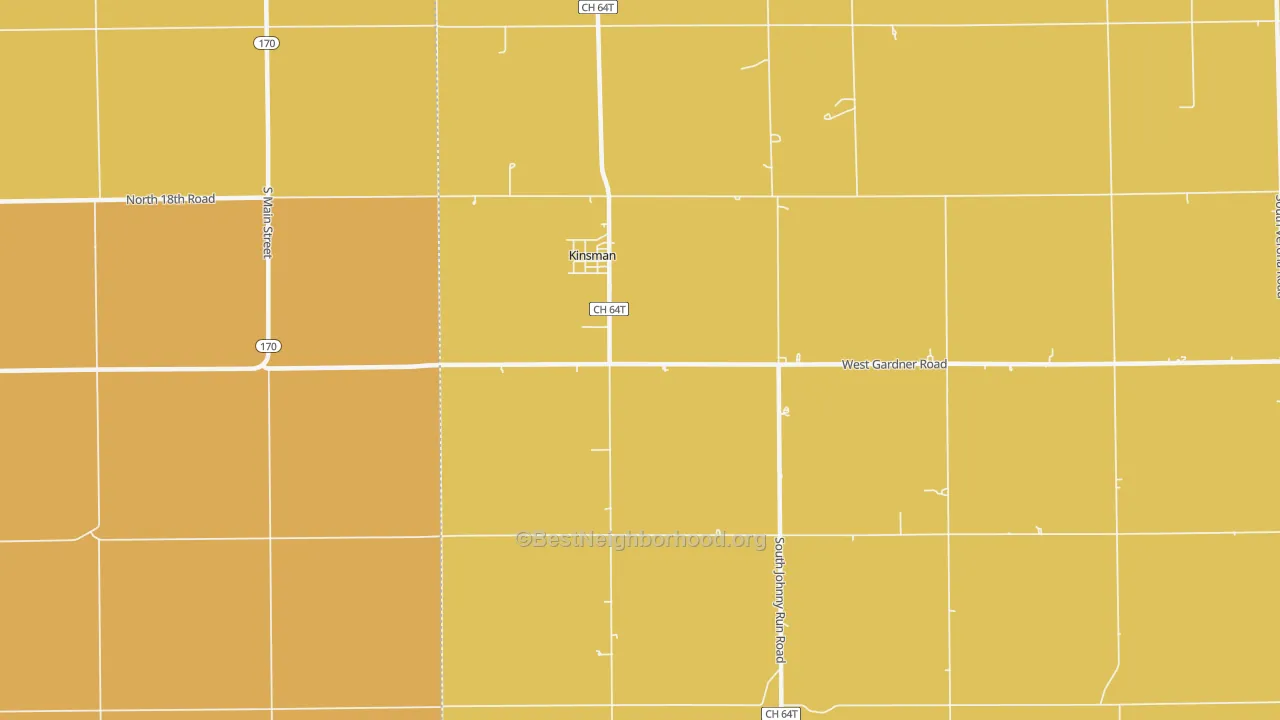 Map of the best neighborhoods in the 60437 area, with better matches in green and worse matches in red