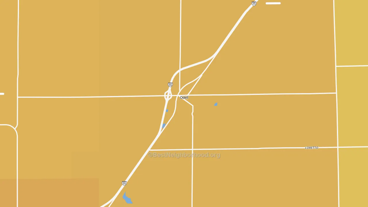 Map of the best neighborhoods in the 60460 area, with better matches in green and worse matches in red