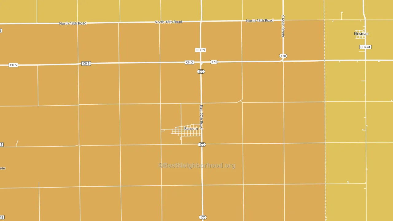 Map of the best neighborhoods in the 60470 area, with better matches in green and worse matches in red