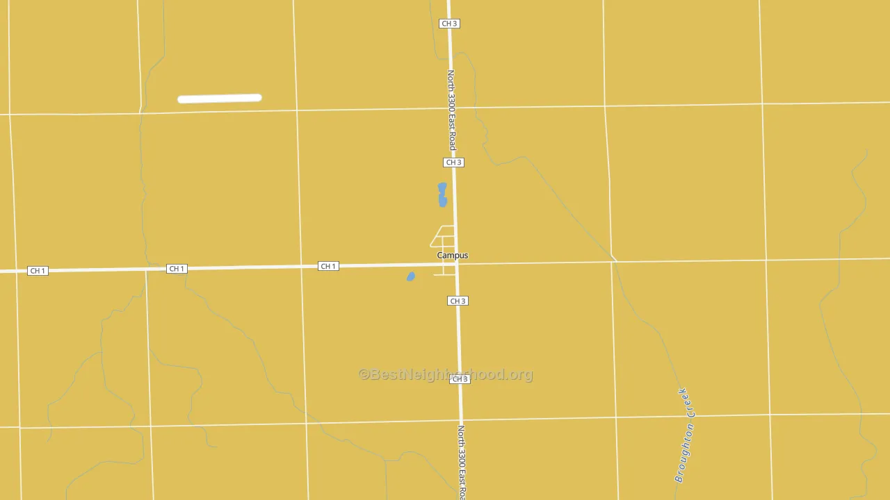 Map of the best neighborhoods in the 60920 area, with better matches in green and worse matches in red