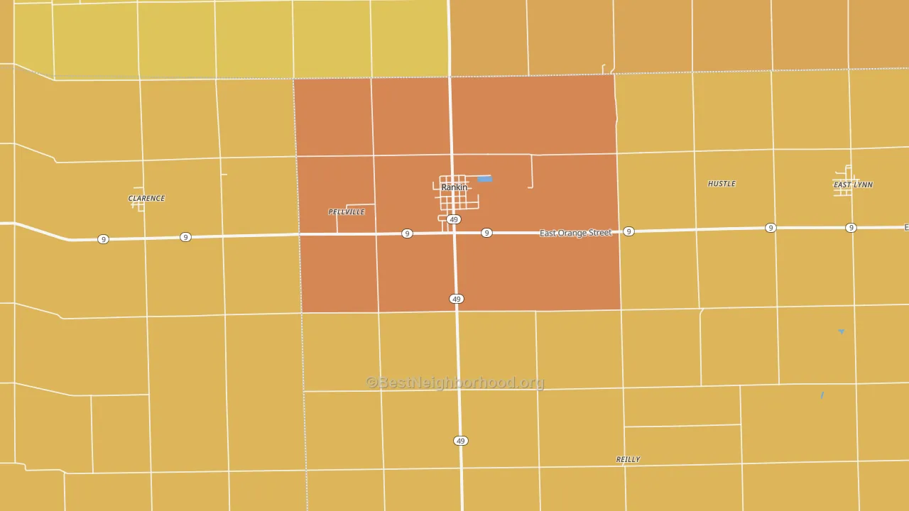 Map of the best neighborhoods in the 60960 area, with better matches in green and worse matches in red