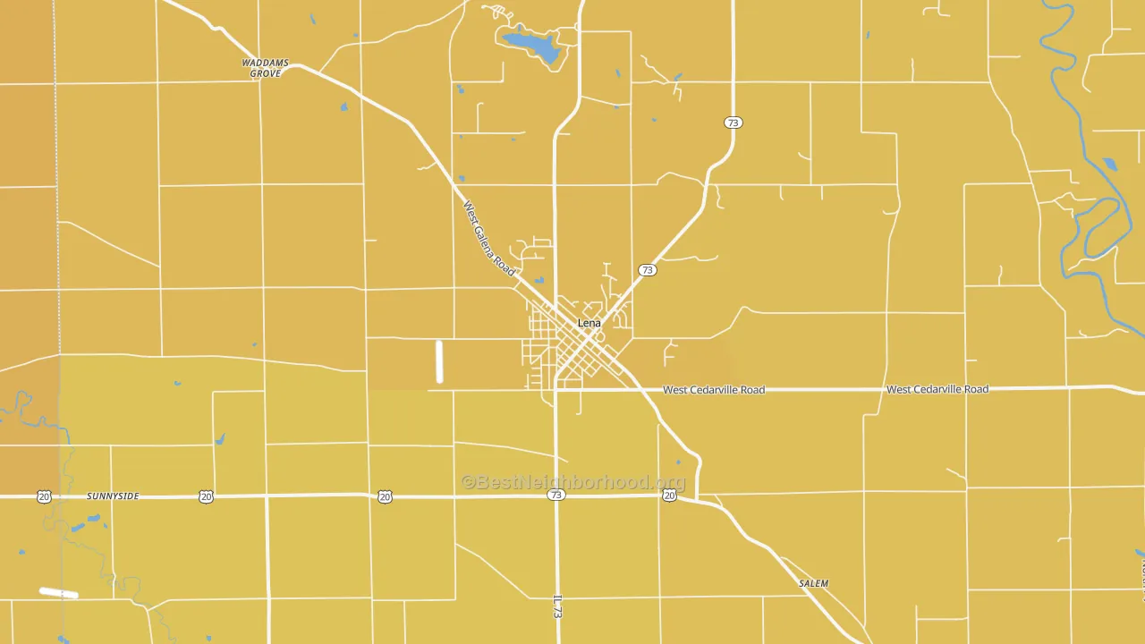 Map of the best neighborhoods in the 61048 area, with better matches in green and worse matches in red