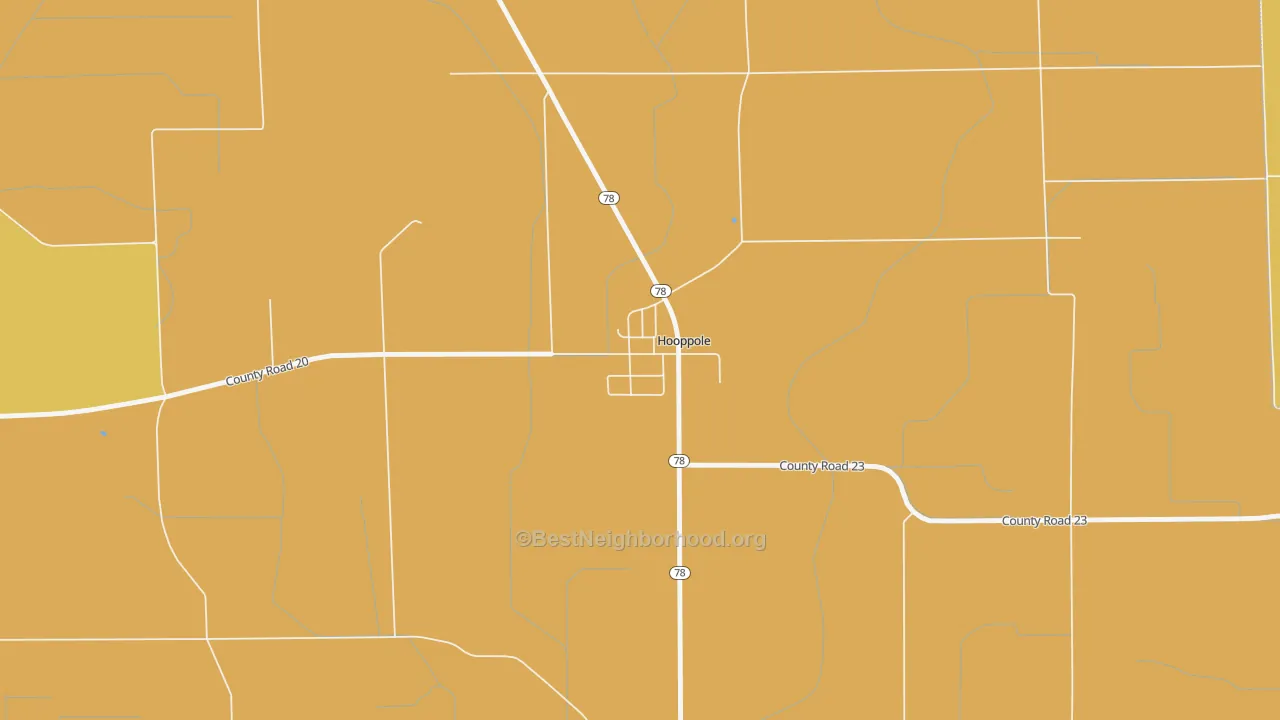 Map of the best neighborhoods in the 61258 area, with better matches in green and worse matches in red