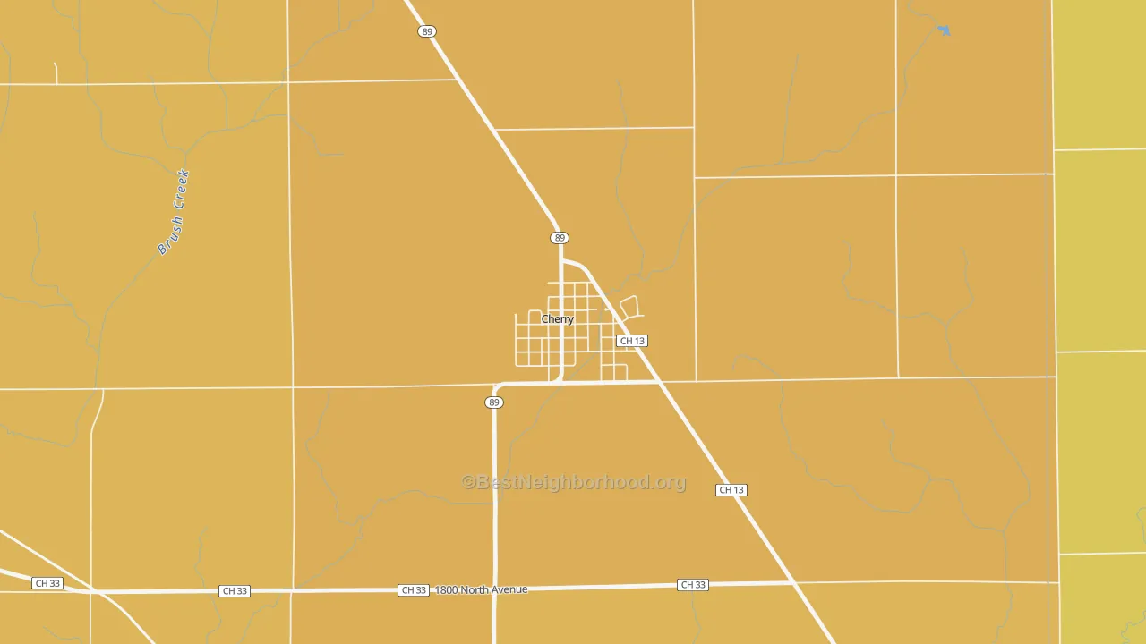 Map of the best neighborhoods in the 61317 area, with better matches in green and worse matches in red