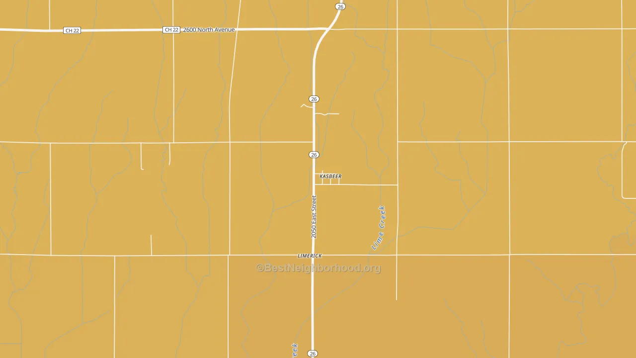 Map of the best neighborhoods in the 61328 area, with better matches in green and worse matches in red