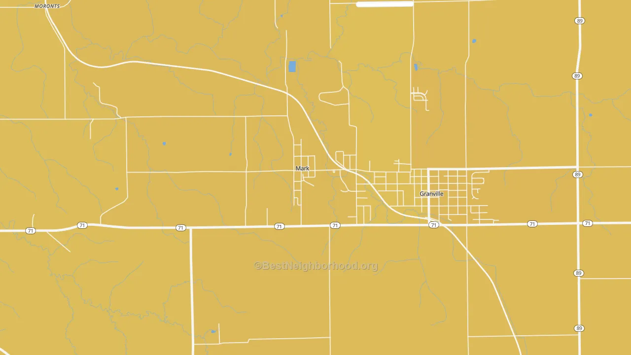 Map of the best neighborhoods in the 61340 area, with better matches in green and worse matches in red