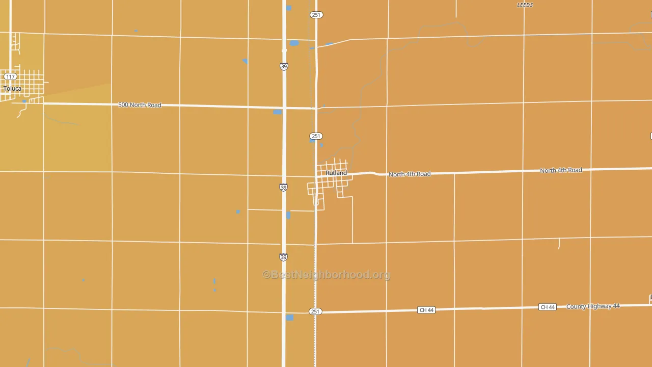 Map of the best neighborhoods in the 61358 area, with better matches in green and worse matches in red