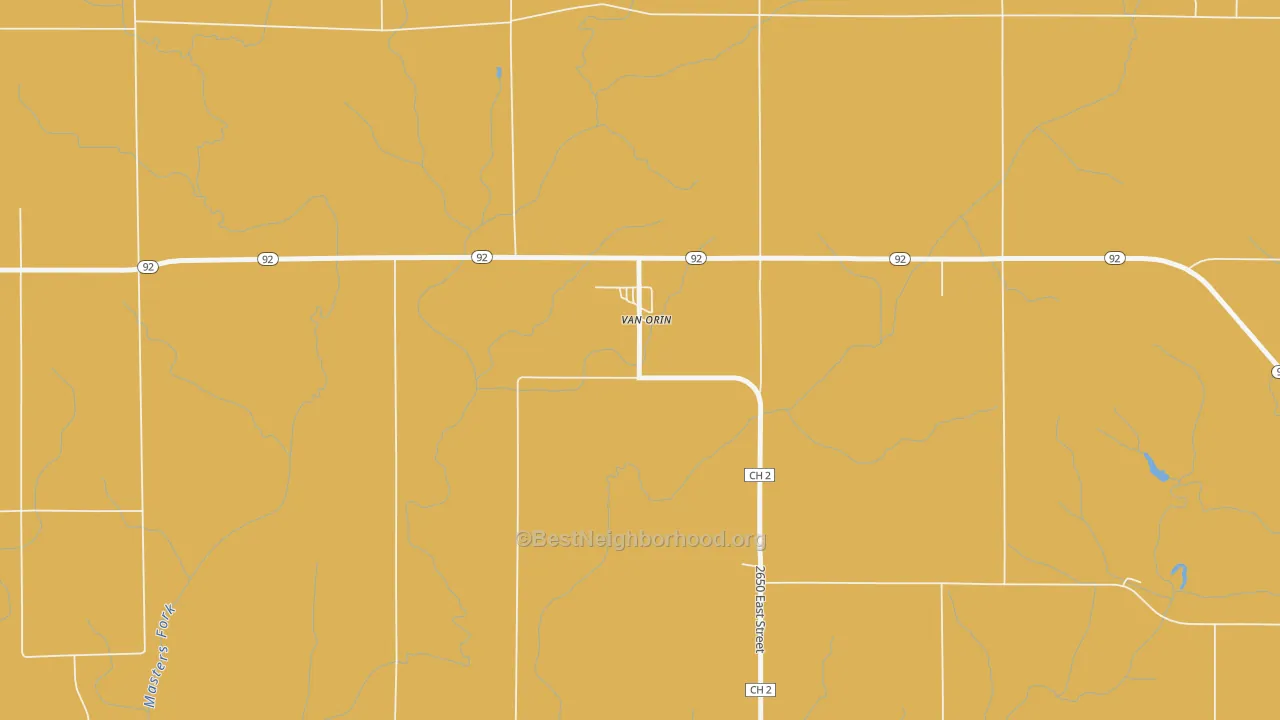 Map of the best neighborhoods in the 61374 area, with better matches in green and worse matches in red