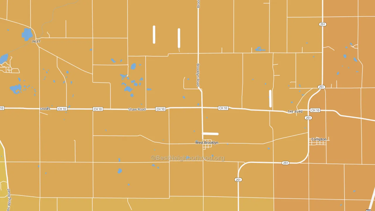 Map of the best neighborhoods in the 61378 area, with better matches in green and worse matches in red