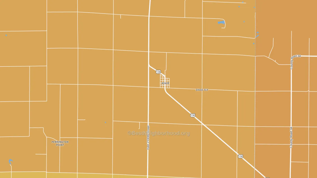 Map of the best neighborhoods in the 61411 area, with better matches in green and worse matches in red