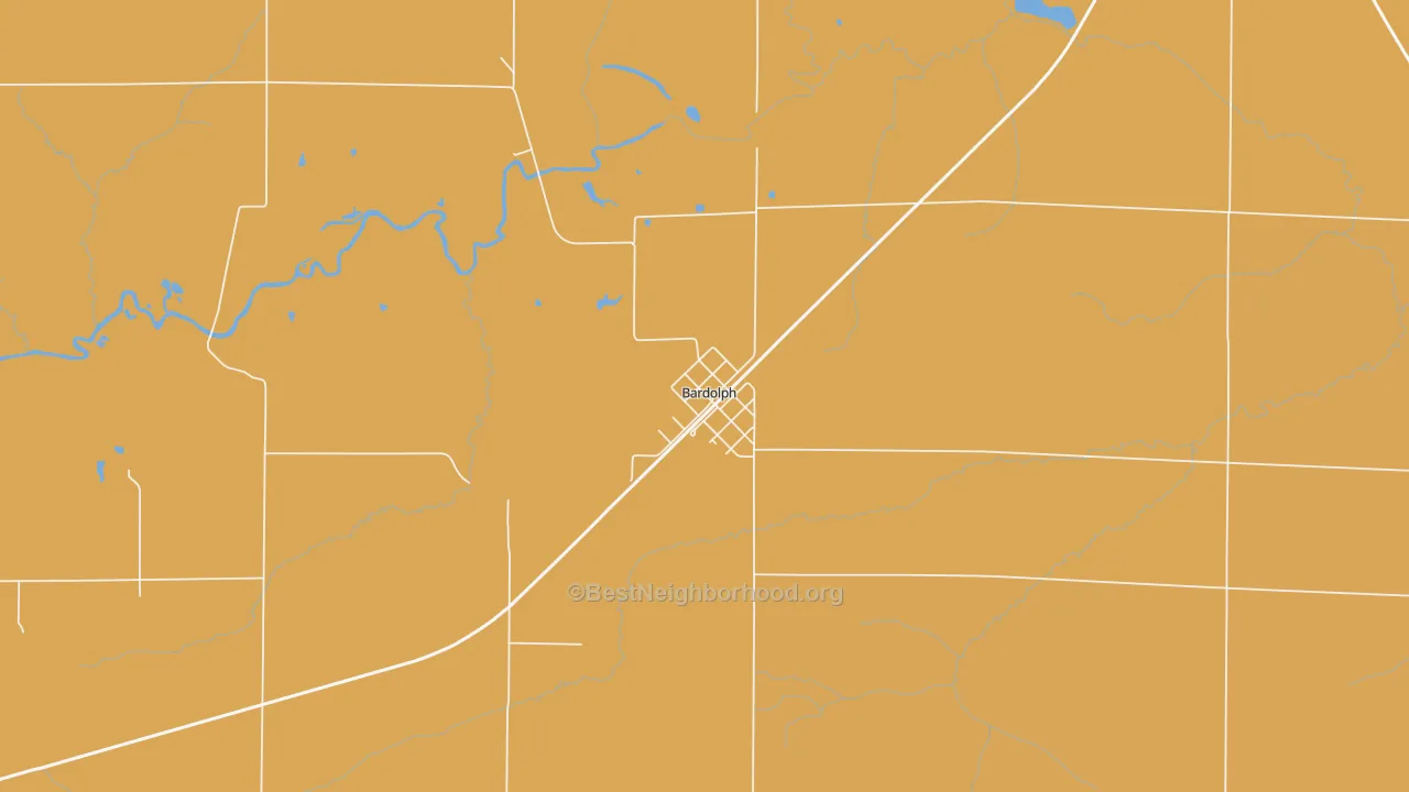 Map of the best neighborhoods in the 61416 area, with better matches in green and worse matches in red