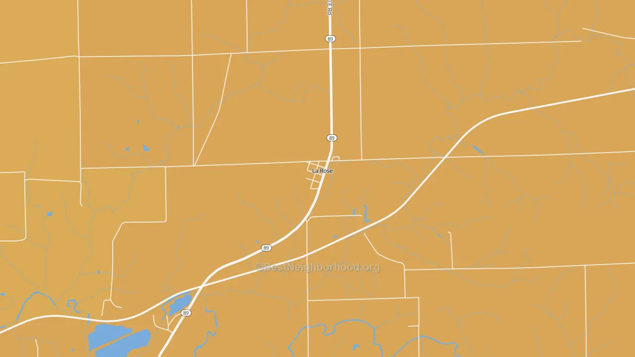Map of the best neighborhoods in the 61541 area, with better matches in green and worse matches in red