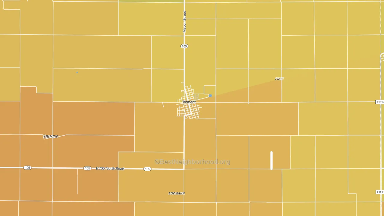 Map of the best neighborhoods in the 61813 area, with better matches in green and worse matches in red