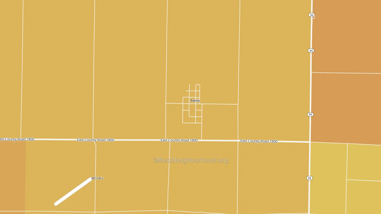 Map of the best neighborhoods in the 62336 area, with better matches in green and worse matches in red